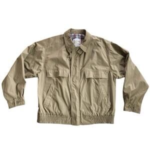 Vtg London Fog Bomber Jacket Mens Large Beige Plaid Lined Full Zip GrandpaCore